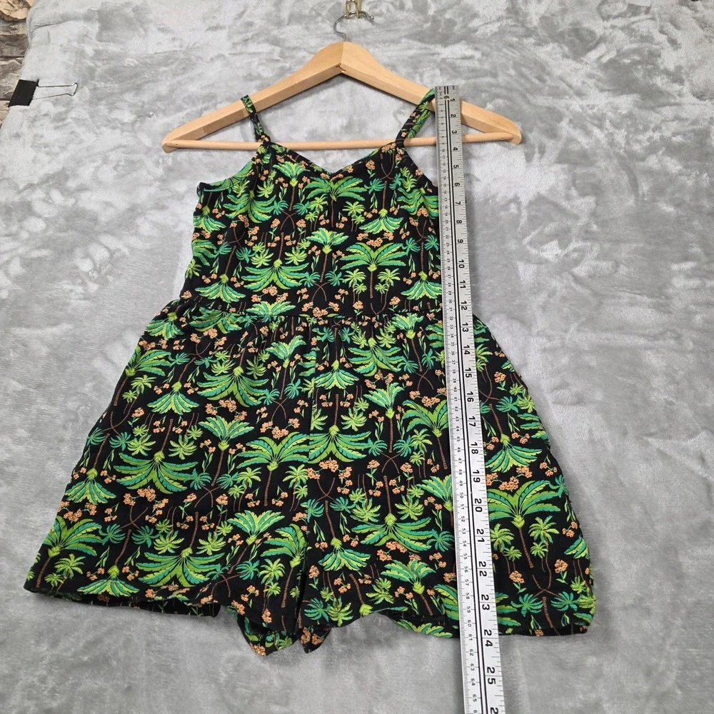 Old Navy Romper Girls‎ Large 10-12 Black Tropical Palm Tree Print Cotton